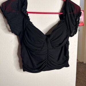 Mono B Dark Gray Twist Front Top